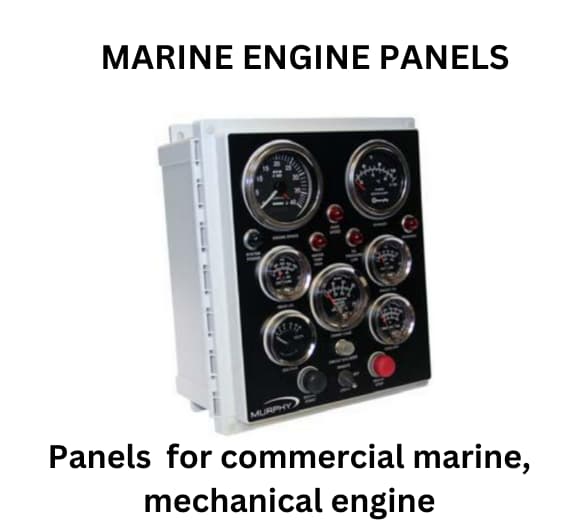 Marine engine panels showcasing a power vision display for commercial marine and mechanical engine applications